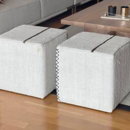 Handwoven Turkish Hemp Square Pouf Vintage Ottoman Cube - 18x18x18'' - thumbnail 3