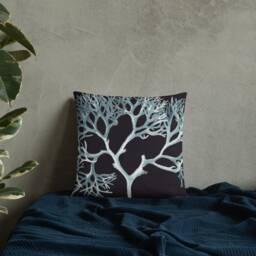 Blue Sea Coral Throw Pillow. 18x18 Pillow Case. Dark Teal & Aqua Glam Nautical D??cor. Bohemian Sofa - thumbnail 4