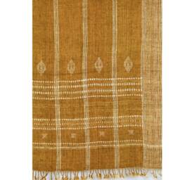 Handwoven Mustard Wool Coverlet Bohemian Throw Blanket - thumbnail 4