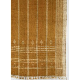 Handwoven Mustard Wool Coverlet Bohemian Throw Blanket - thumbnail 2