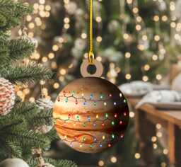 Jupiter With Led Light Personalized Ornament, Tree Hanging Decor, Christmas Flat 2D Ornament Planets in Solar System - thumbnail 1