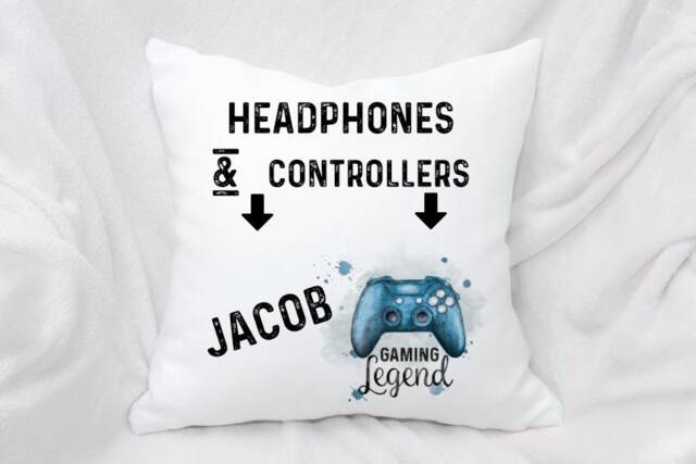 Personalised Pocket Gamers Cushion, Ideal Gift For Gaming Enthusiasts, Girl Boy - image 1