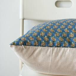 Block Print Pillow Cover Floral Batik, Ethnic Indian Textile - 20x20 - thumbnail 3
