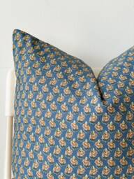 Block Print Pillow Cover Floral Batik, Ethnic Indian Textile - 20x20 - thumbnail 1