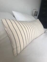 Extra Long Bolster Pillow Cover, Woven Cream Stripe, Boho Cushion - 12x30 Inch
