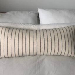 Extra Long Bolster Pillow Cover, Woven Cream Stripe, Boho Cushion - 12x30 Inch - thumbnail 3