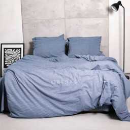 Blue Striped Duvet Cover - Washed Cotton Bedding Set Breathable Denim Stripe Bed Sheets - thumbnail 2