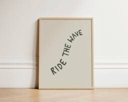Ride The Wave Poster, Trendy Print, Mental Health Surfing Wall Art, Minimalist Quirky A1 Gift, Unframed - thumbnail 1
