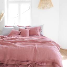 Pink Linen Duvet Cover - Soft Stonewashed Natural Bedding, Queen & King Sizes - thumbnail 2