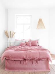 Pink Linen Duvet Cover - Soft Stonewashed Natural Bedding, Queen & King Sizes