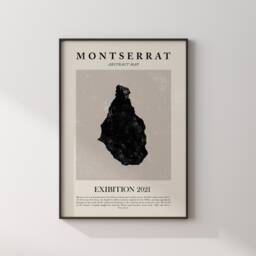 Montserrat Map Vintage Abstract Wall Art Print Picasso + Matisse Inspired Travel Poster - thumbnail 3