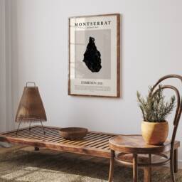 Montserrat Map Vintage Abstract Wall Art Print Picasso + Matisse Inspired Travel Poster - thumbnail 2
