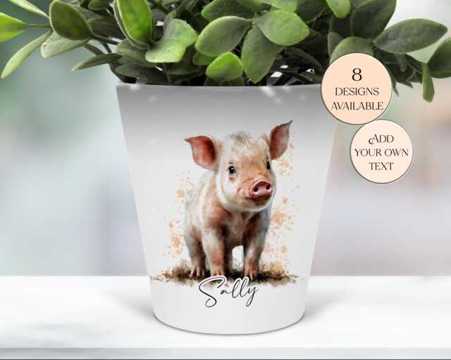 Watercolour Pig Plant Pot, Pen Pot/Makeup Brushes Holder - A Unique Gift For Any Lovers Perfect Mother's Day - image 1