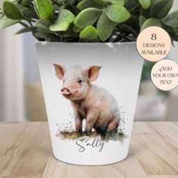 Watercolour Pig Plant Pot, Pen Pot/Makeup Brushes Holder - A Unique Gift For Any Lovers Perfect Mother's Day - thumbnail 2