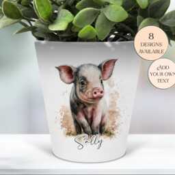 Watercolour Pig Plant Pot, Pen Pot/Makeup Brushes Holder - A Unique Gift For Any Lovers Perfect Mother's Day - thumbnail 3