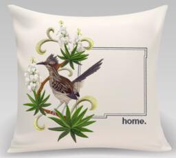 New Mexico Roadrunner & Yucca Flower Medley. Embroidered With Feather Insert - thumbnail 1