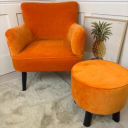 Orange Velvet Armchair, Accent Chair, Occasional Reading Vibrant Furniture