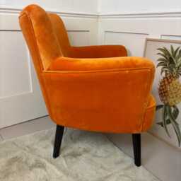 Orange Velvet Armchair, Accent Chair, Occasional Reading Vibrant Furniture - thumbnail 2