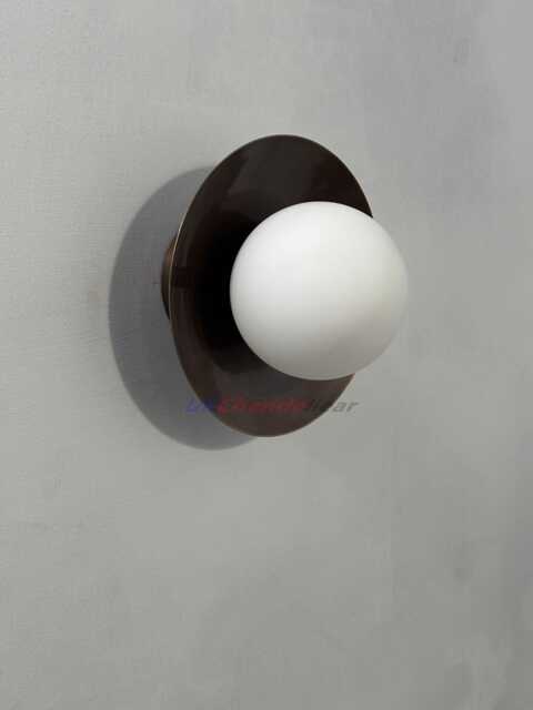 Mid Century Brass Sconce Light , Modern Flush Mount Ceiling Fixture Antique Patina Lighting - image 1