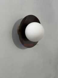 Mid Century Brass Sconce Light , Modern Flush Mount Ceiling Fixture Antique Patina Lighting - thumbnail 1