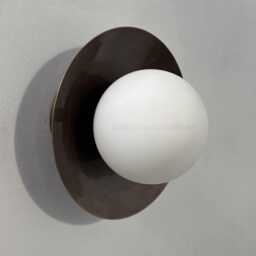 Mid Century Brass Sconce Light , Modern Flush Mount Ceiling Fixture Antique Patina Lighting - thumbnail 2
