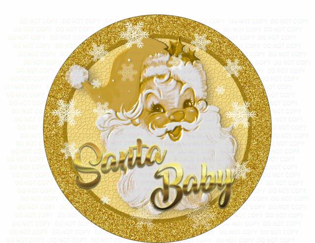 Gold Santa Baby Wreath Sign, Santa Baby Merry Xmas Wreath, Sign Uk, Retro Gold - image 1