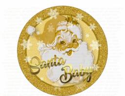 Gold Santa Baby Wreath Sign, Santa Baby Merry Xmas Wreath, Sign Uk, Retro Gold - thumbnail 1