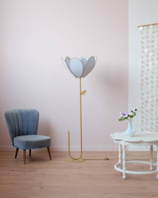 Floor Lamp & Lampshade Double Flower - Baby Blue - image 1
