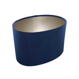 Navy Blue Oval Lampshade in Velvet With Champagne Lining - thumbnail 1