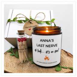 Funny Last Nerve On Fire Candle Personalised Soy Wax Gift Birthday Stress Her Woman Mum - thumbnail 1