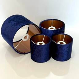 New Luxury High Quality Crushed Velvet Navy Blue Lamp Shade & Pendant Light With Metallic Panels Lining - thumbnail 2