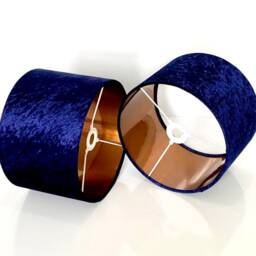 New Luxury High Quality Crushed Velvet Navy Blue Lamp Shade & Pendant Light With Metallic Panels Lining - thumbnail 3