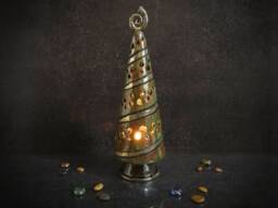 Ceramic Christmas Tree Candle Holder, Raku Pottery Decoration, Tealight With Light, Tree, Cute Gift - thumbnail 1