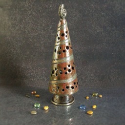 Ceramic Christmas Tree Candle Holder, Raku Pottery Decoration, Tealight With Light, Tree, Cute Gift - thumbnail 3