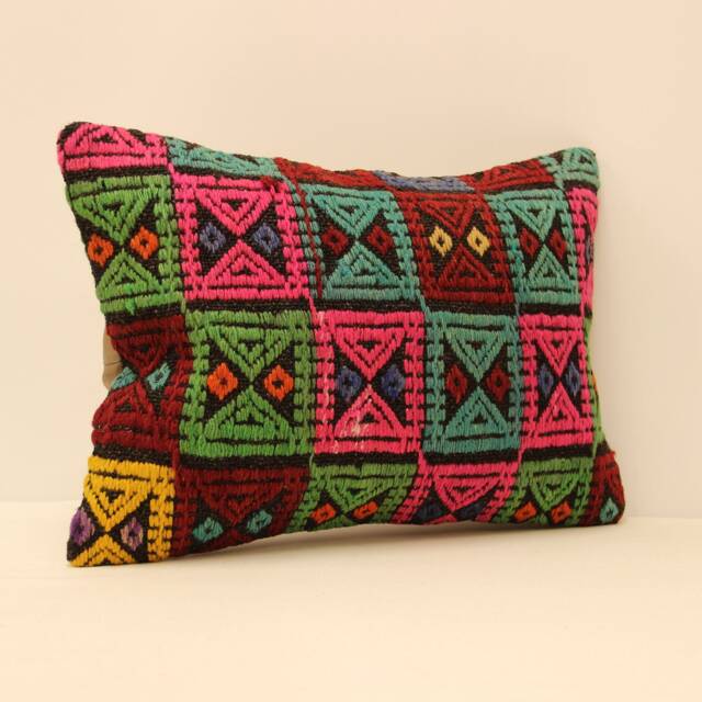 14x20 Turkish Lumbar Kilim Pillow - 35x50 cm Bohoturkish Kilim Pillowcover Chair Small Oblong Cushion Cover Tribal Pillow 4Bef-102 - image 1