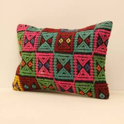 14x20 Turkish Lumbar Kilim Pillow - 35x50 cm Bohoturkish Kilim Pillowcover Chair Small Oblong Cushion Cover Tribal Pillow 4Bef-102 - thumbnail 3