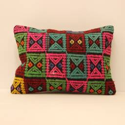 14x20 Turkish Lumbar Kilim Pillow - 35x50 cm Bohoturkish Kilim Pillowcover Chair Small Oblong Cushion Cover Tribal Pillow 4Bef-102 - thumbnail 2