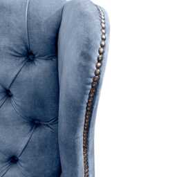 Chesterfield High Back Wing Chair - Presented in Luxury Blue Velvet The Kensington - thumbnail 2