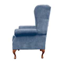Chesterfield High Back Wing Chair - Presented in Luxury Blue Velvet The Kensington - thumbnail 3
