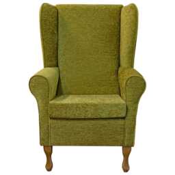 Lime Chenille High Back Armchair Handmade Fireside Accent Chair - thumbnail 2