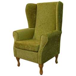 Lime Chenille High Back Armchair Handmade Fireside Accent Chair - thumbnail 3
