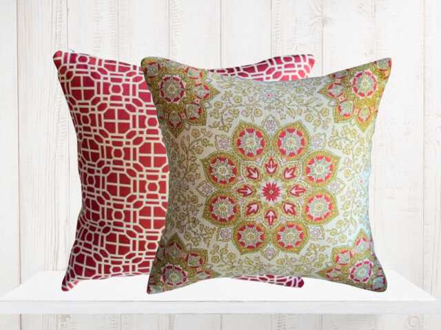 Red & Gold Motif Pillow Covers - Set Of 2, Jaclyn Smith Design - image 1