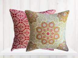 Red & Gold Motif Pillow Covers - Set Of 2, Jaclyn Smith Design - thumbnail 1