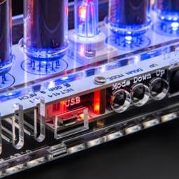 Nixie Tube Clock In-14 in Acrylic Case [Columns, Temp. Sensor] White Board For Boyfriend, Husband, Vintage, Glowing Clock, Gift, Steampunk - thumbnail 3