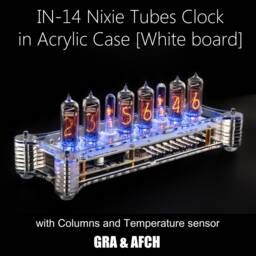 Nixie Tube Clock In-14 in Acrylic Case [Columns, Temp. Sensor] White Board For Boyfriend, Husband, Vintage, Glowing Clock, Gift, Steampunk - thumbnail 2