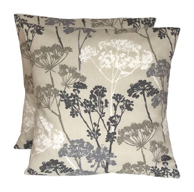 "Clarke & Dunwich Linen Brown Grey Floral Cushion Cover 16""-24" - image 1