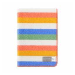 Coastal Stripe Wool Blanket - Chunky Reversible Throw Mustard, Coral, Blue, Sage Stripes