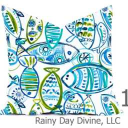 Outdoor Pillows Or Indoor Pillow Covers Custom 18x18, 20x20 All Sizes - Bright Green, Lime Royal Blue, Aqua Turquoise With White - thumbnail 2
