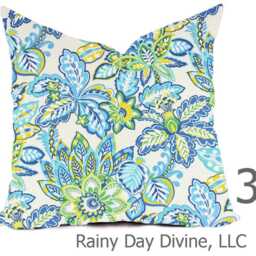 Outdoor Pillows Or Indoor Pillow Covers Custom 18x18, 20x20 All Sizes - Bright Green, Lime Royal Blue, Aqua Turquoise With White - thumbnail 3