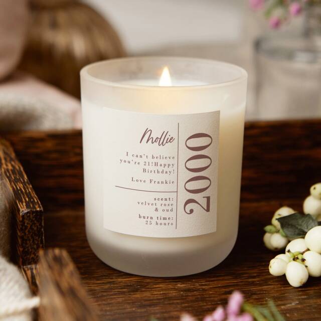 21st Birthday Gift Personalised Gifts For Her Scented Candle - image 1